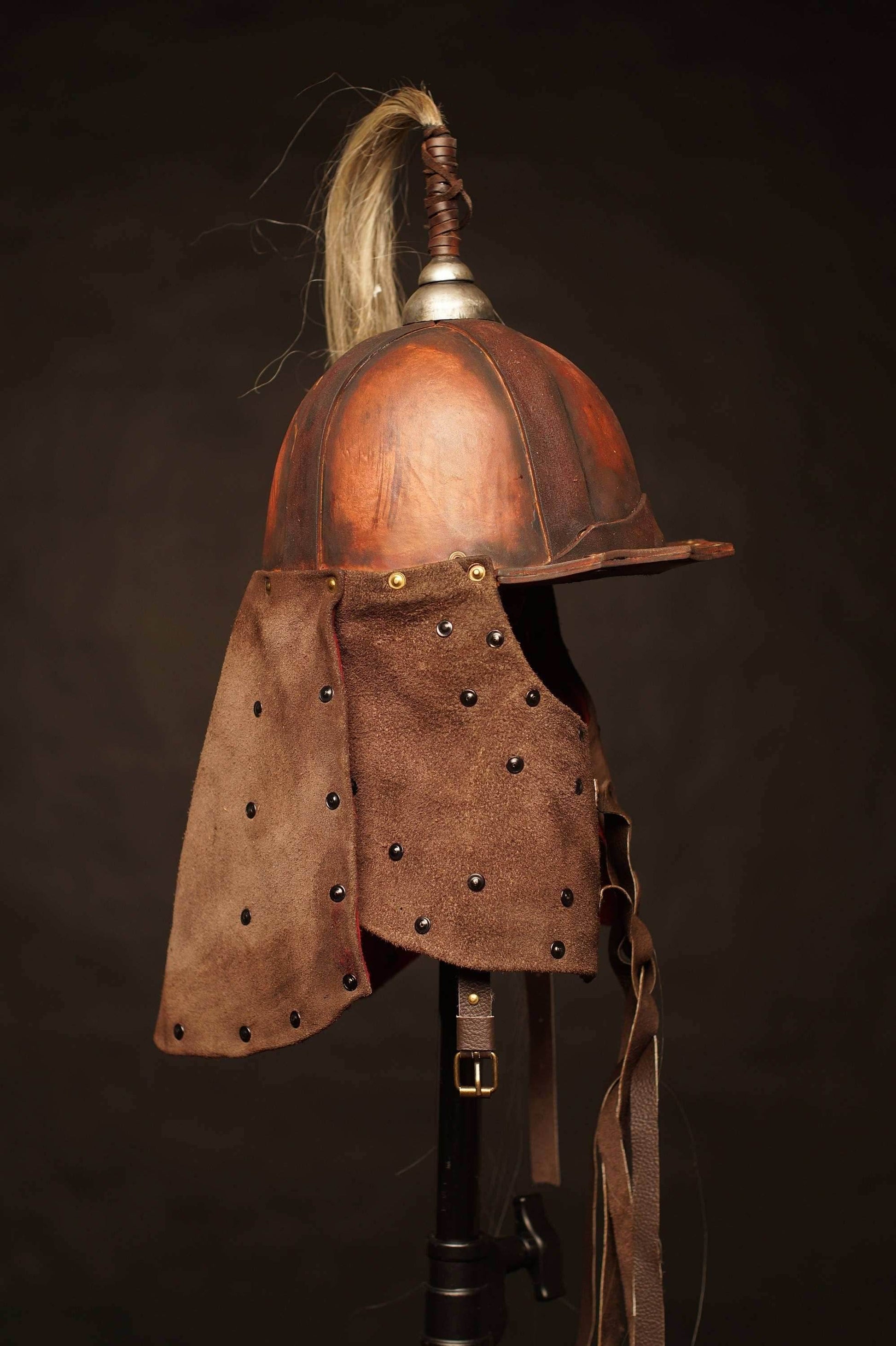 Medieval battle leather helmet - S / helmet #1