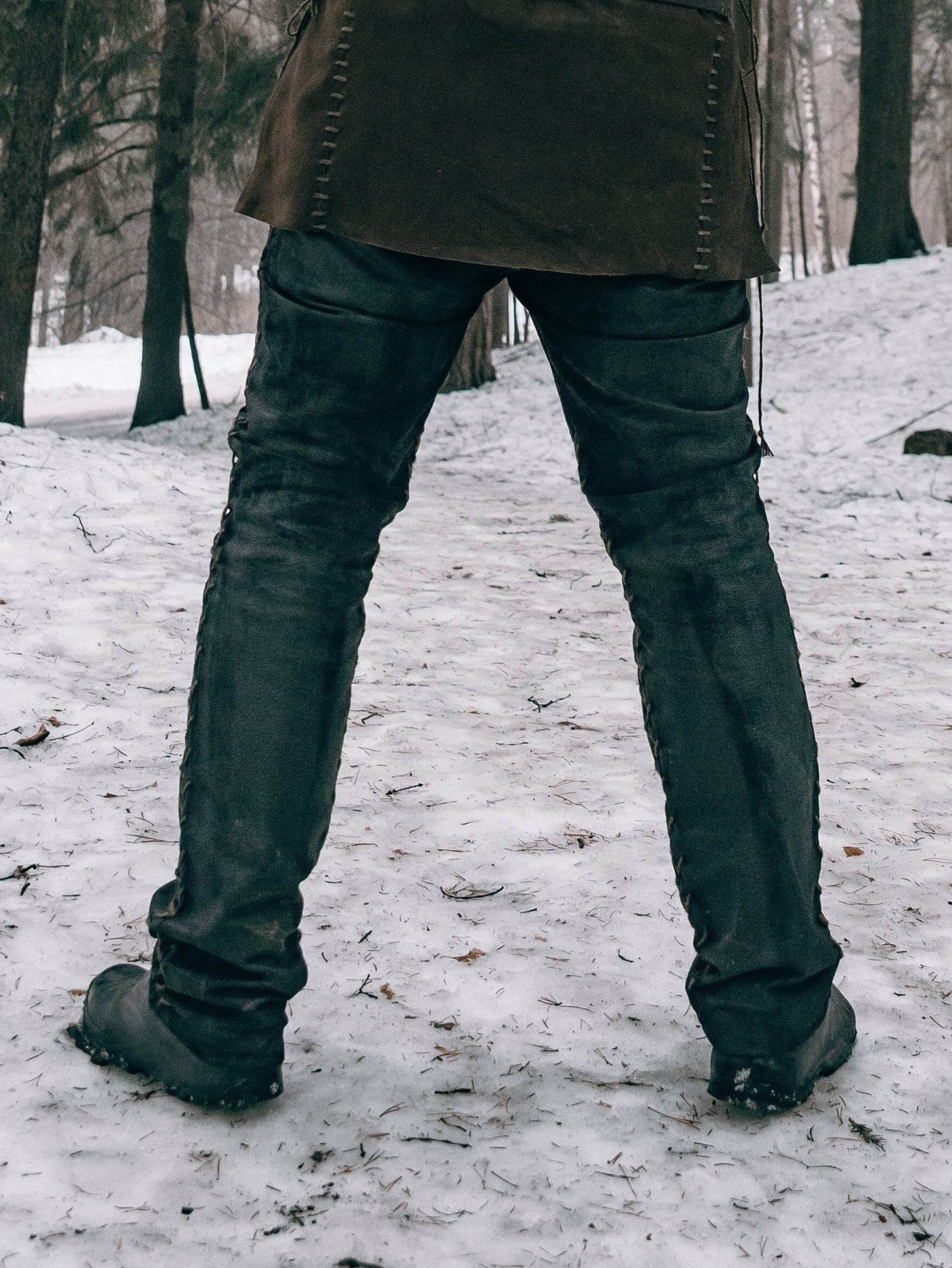 Medieval viking leather pants - Black (as on foto) / XS