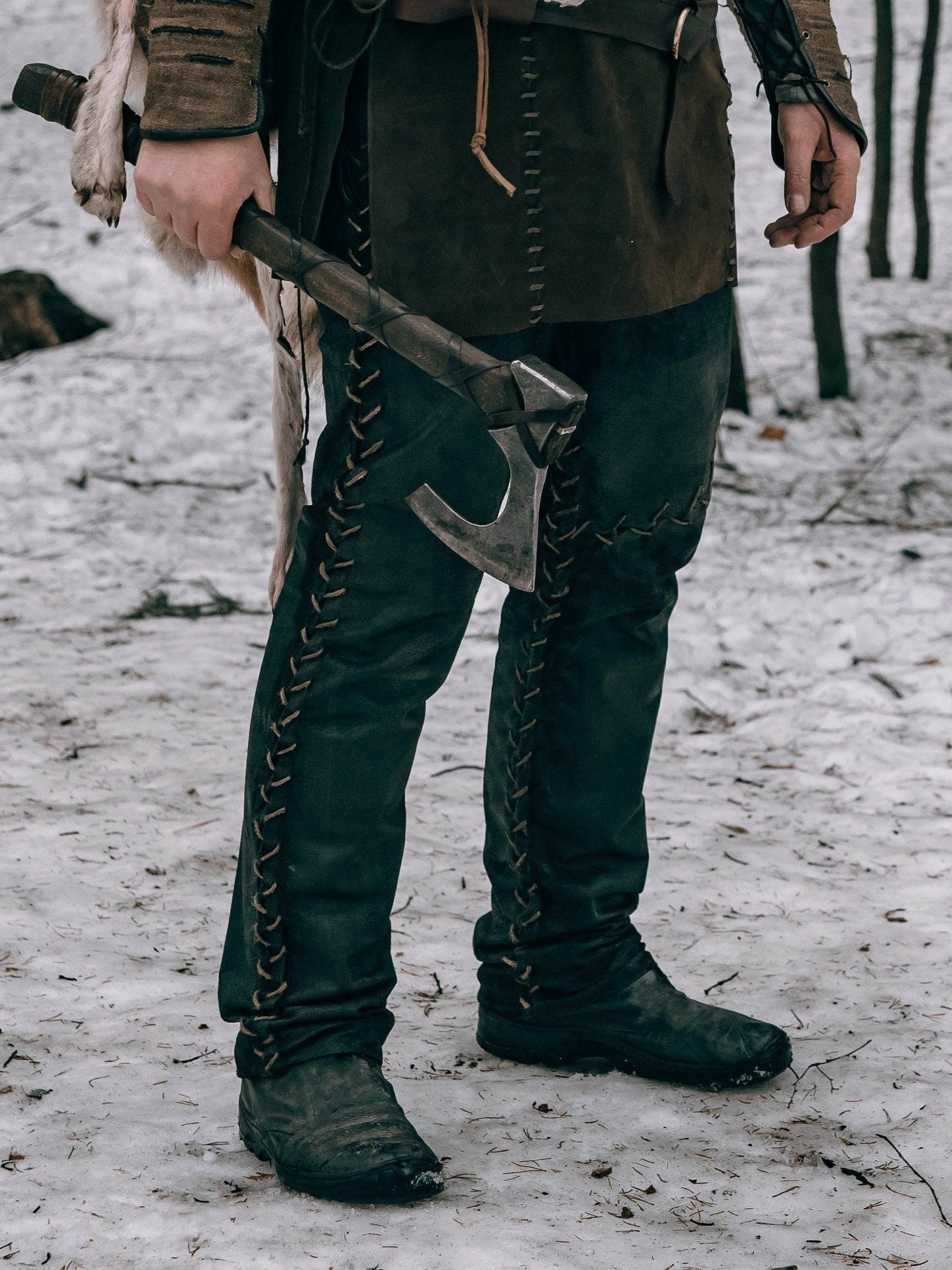 Medieval viking leather pants - Black (as on foto) / XS