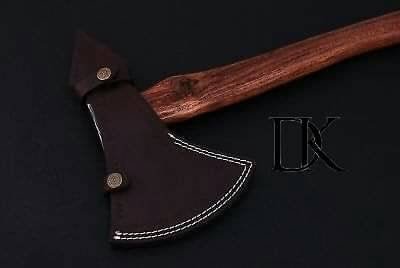 Double-Bit Damascus Axe Head with Rear Spike Variant