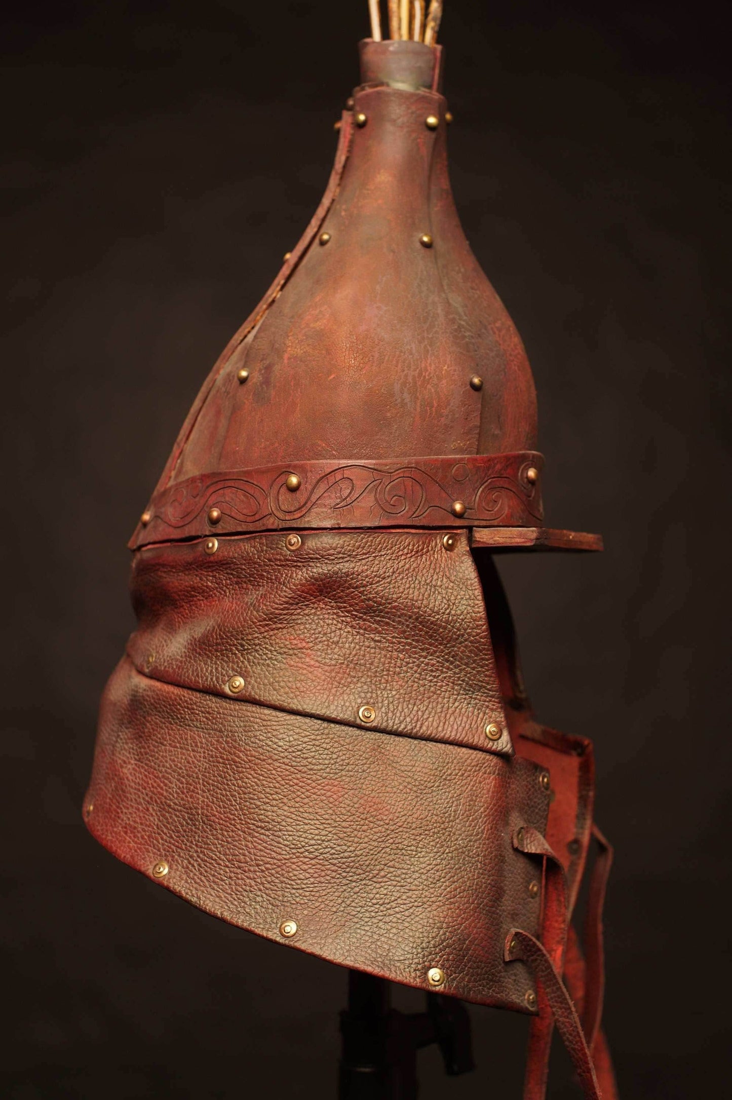 Medieval battle leather helmet - S / helmet #1