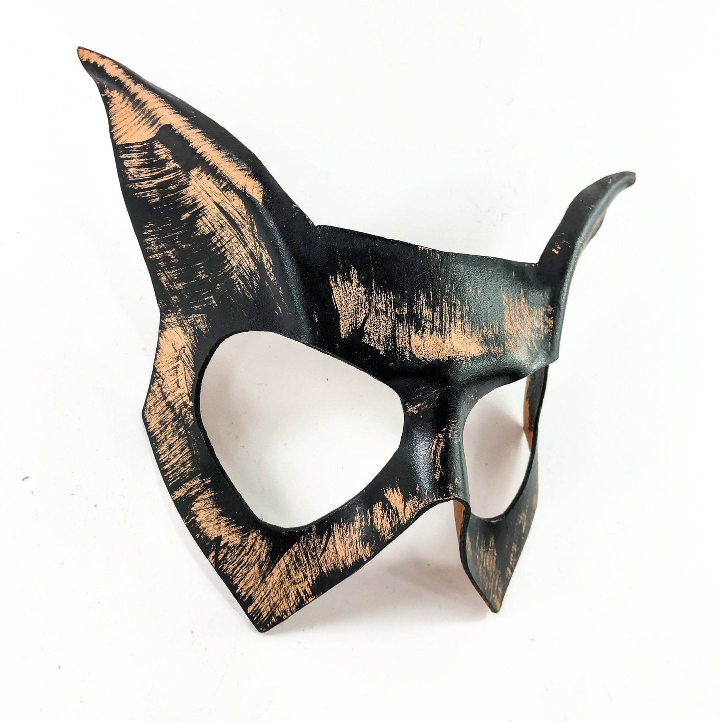 Handmade Genuine Leather Cat Mask in Nude and Black - 