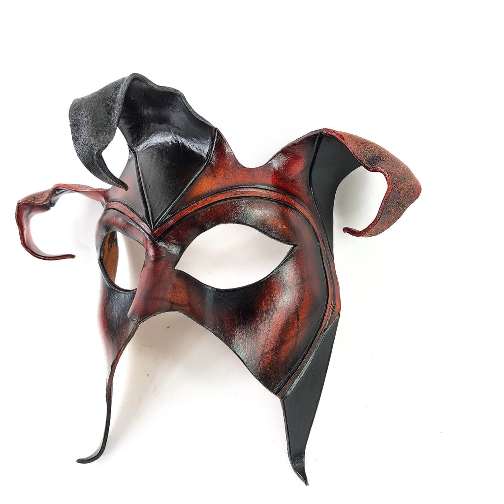 Jester Handmade Genuine Leather Mask in Brown - 