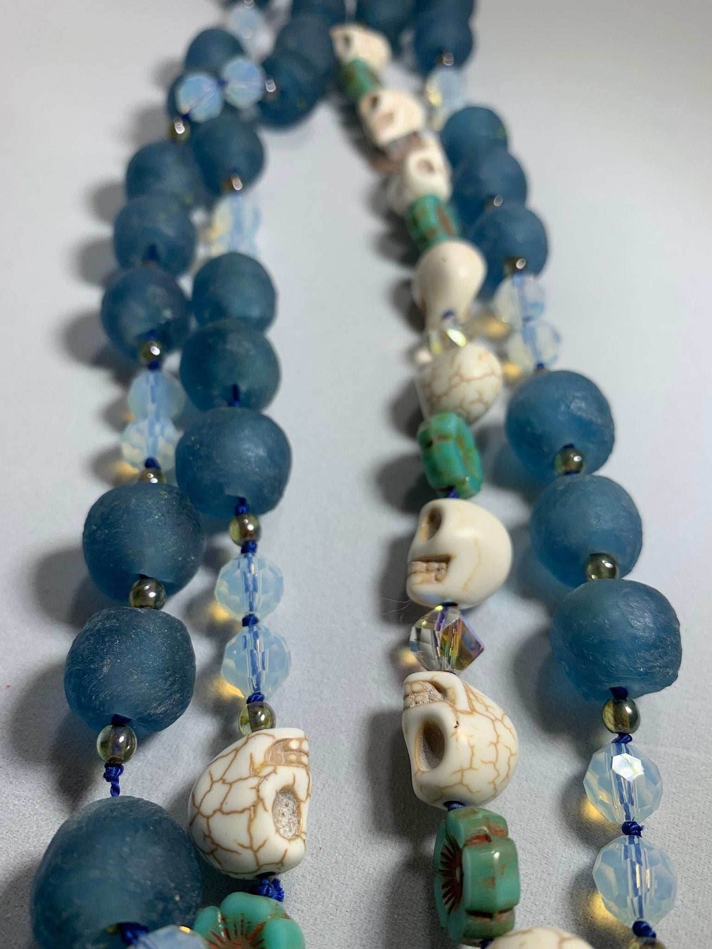 Blue Haze Long Beaded Necklace - 