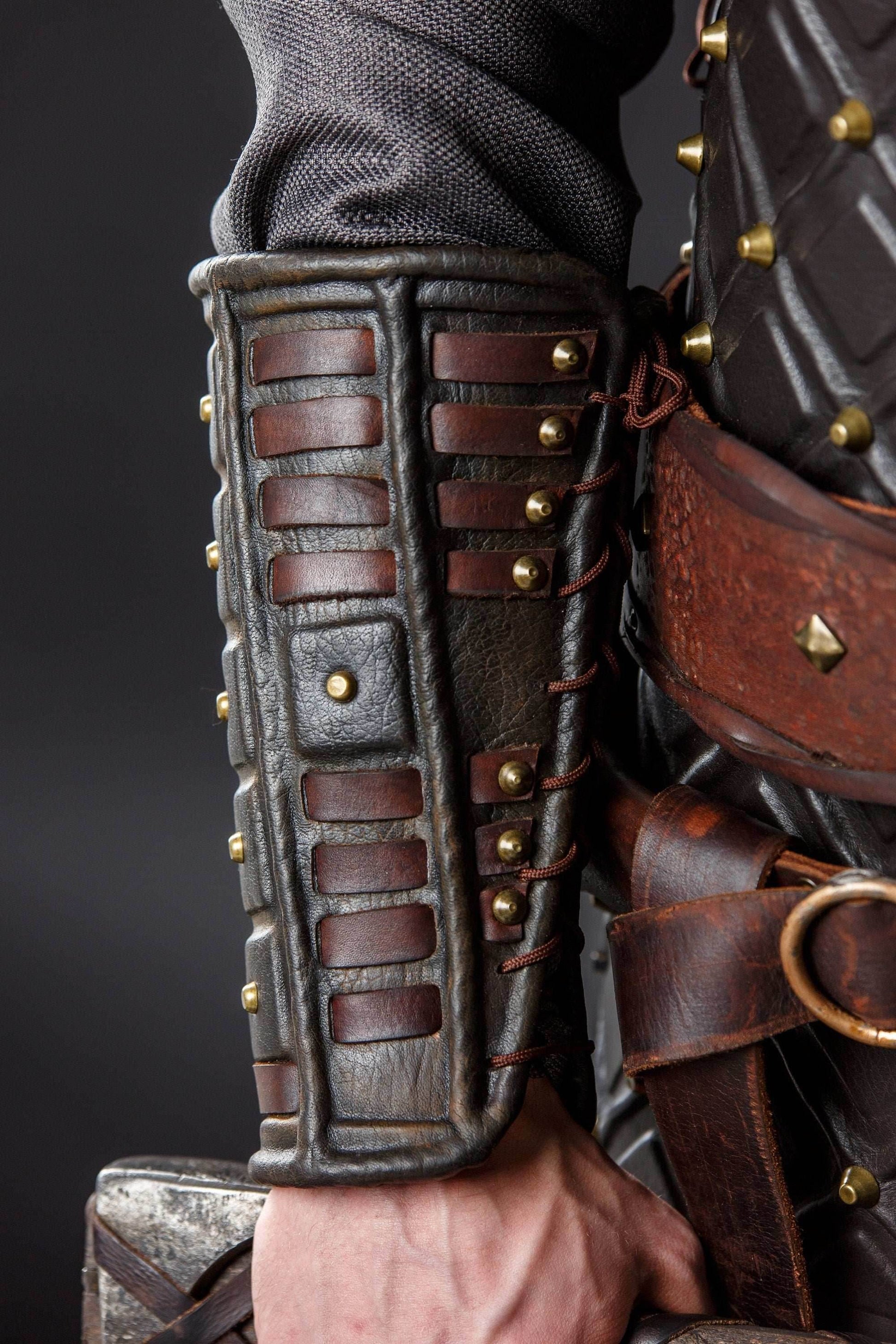 Medieval leather bracers for Larp - for one hand