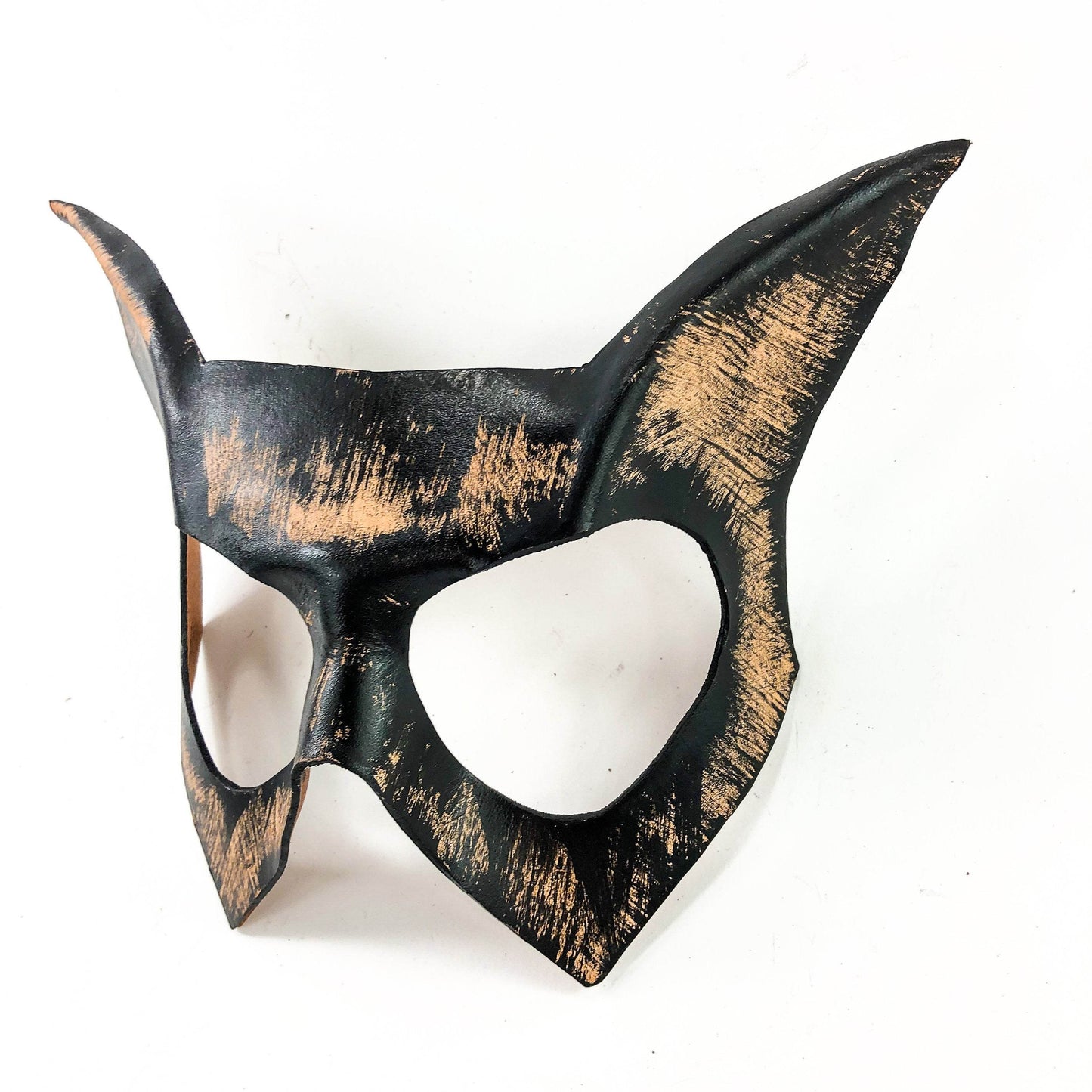Handmade Genuine Leather Cat Mask in Nude and Black - 