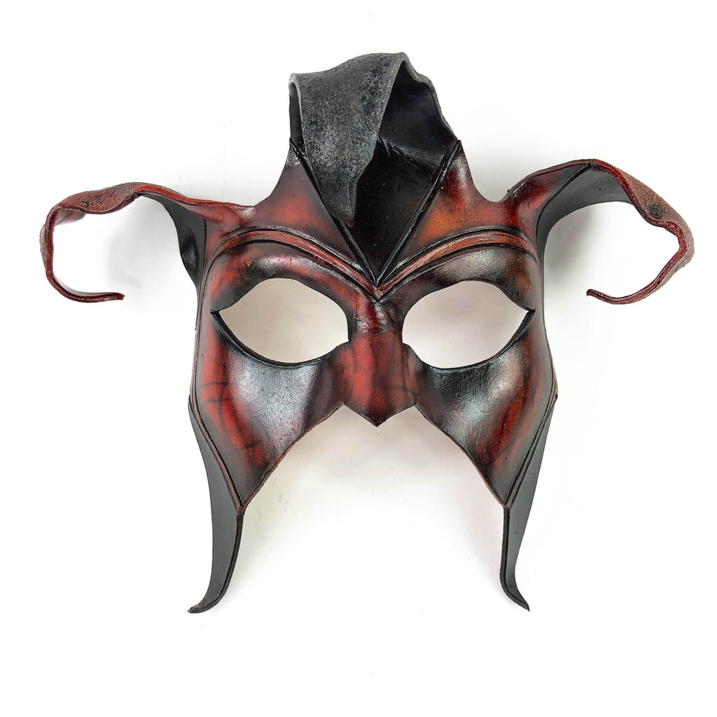 Jester Handmade Genuine Leather Mask in Brown - 