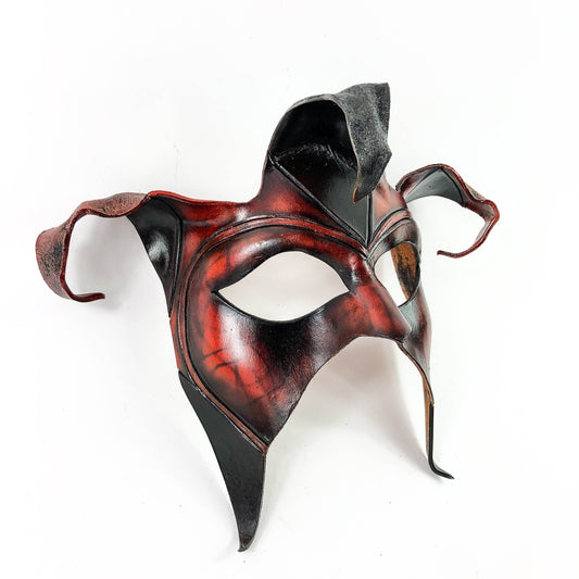 Jester Handmade Genuine Leather Mask in Brown - 