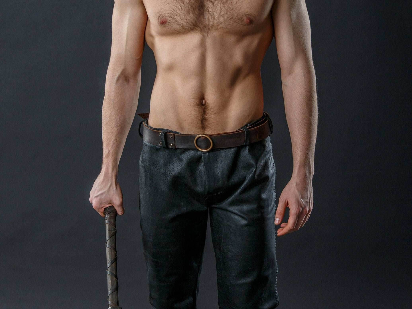 Medieval viking leather belt - Brown