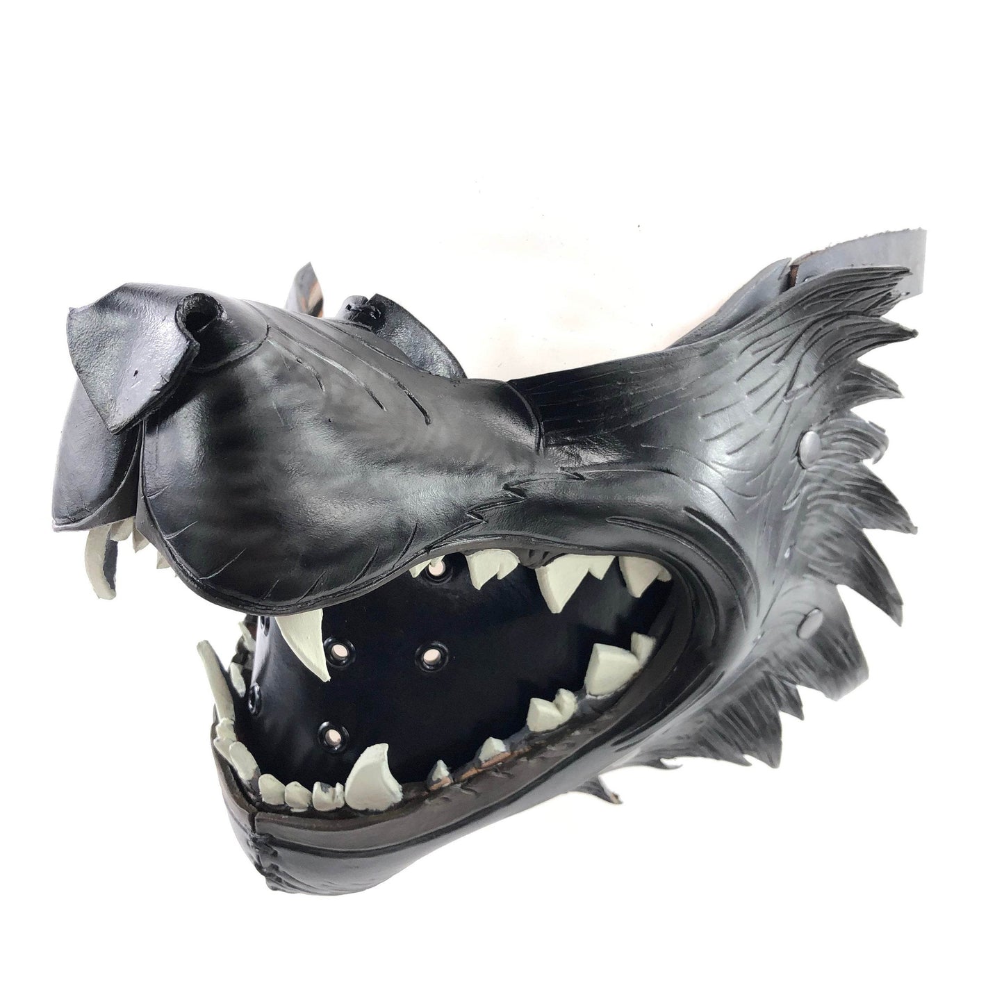 Black Wolf Handmade Genuine Leather Riding Mouth Mask - 