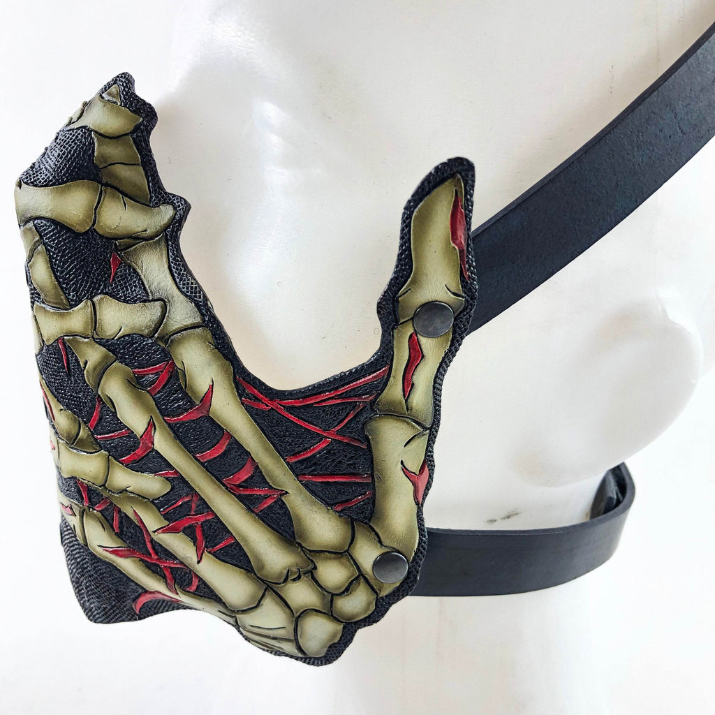 Handcrafted Genuine Leather Skeleton Hand Mask - 