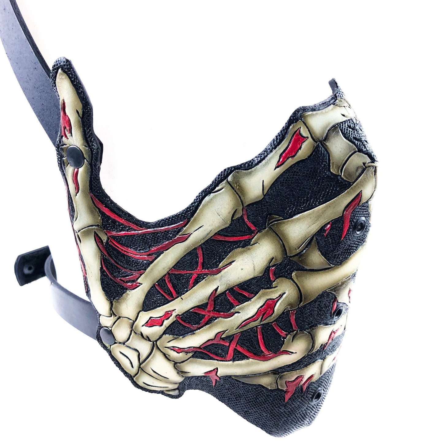 Handcrafted Genuine Leather Skeleton Hand Mask - 
