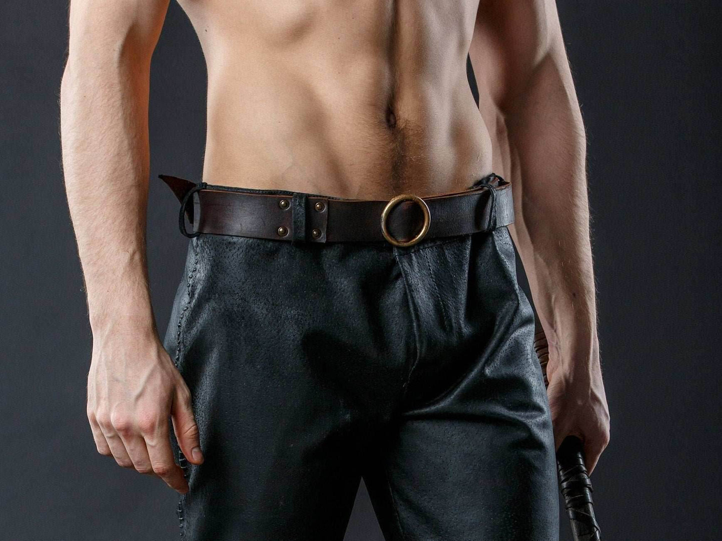 Medieval viking leather belt - Brown