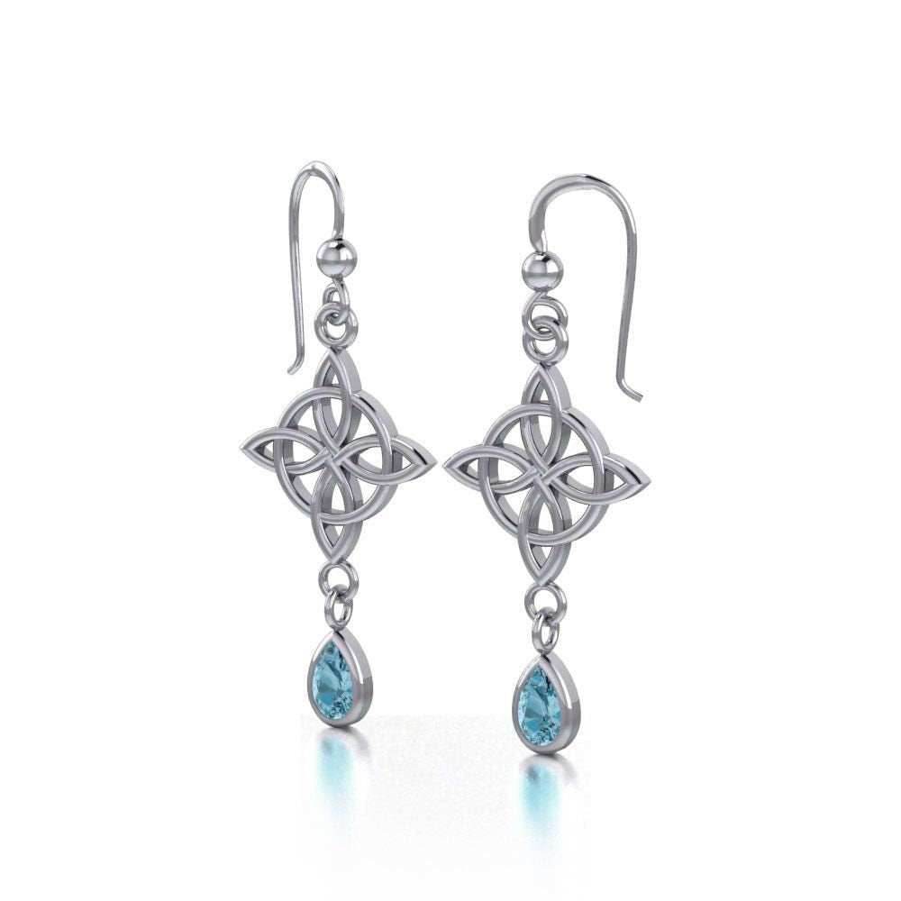 Quaternary Celtic Knot Earrings - Topaz
