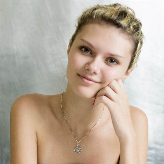 Blue Celtic Turtle Necklace - 18