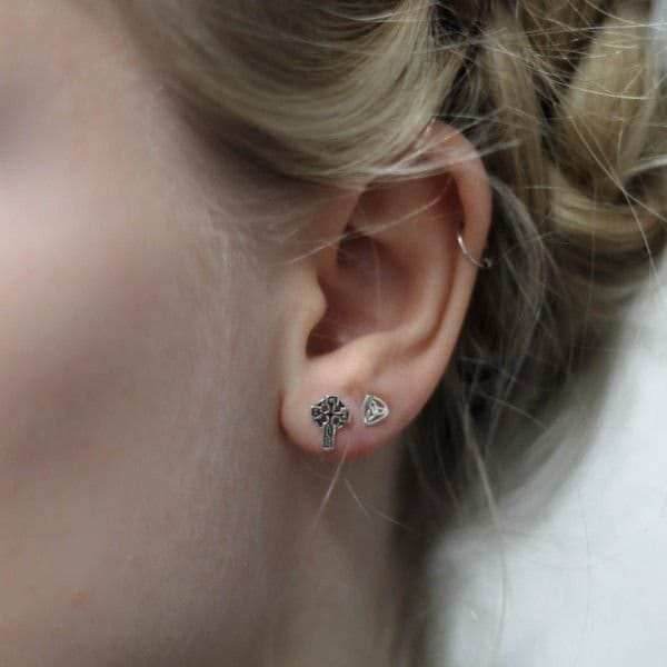 Celtic Cross Stud Earrings - 