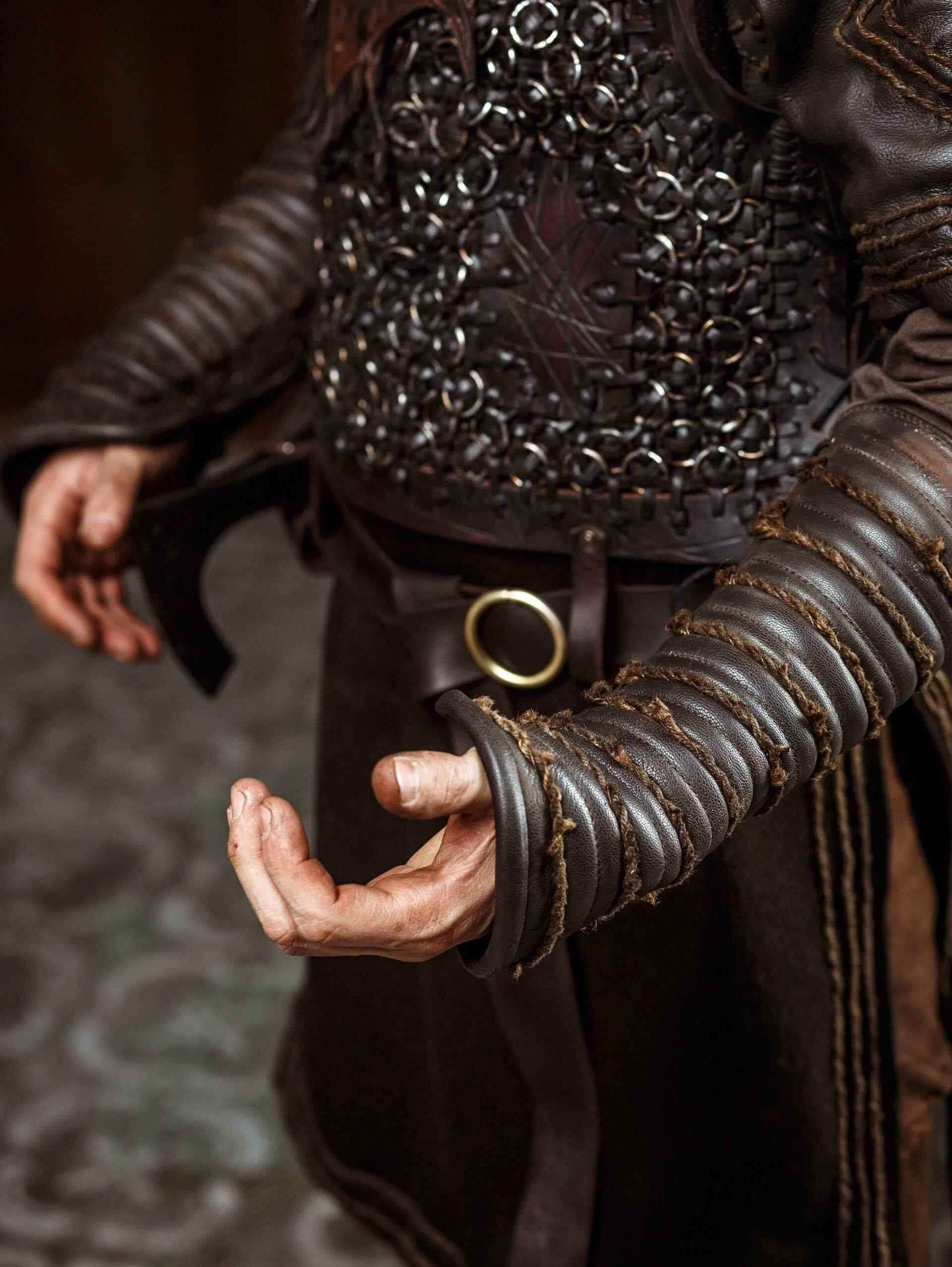 Ragnar medieval leather bracers (Vikings s2) - for one hand