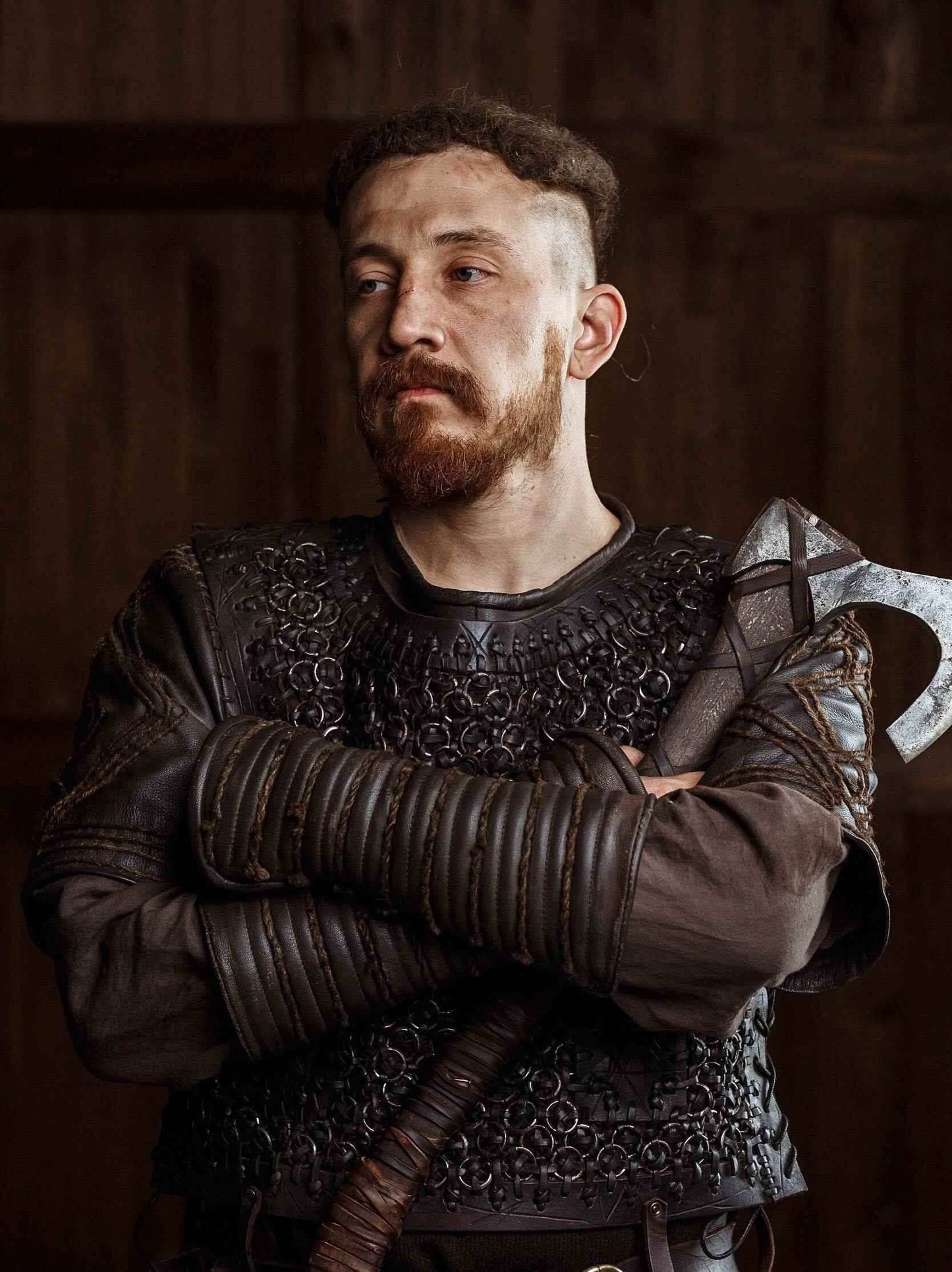 Ragnar medieval leather bracers (Vikings s2) - for one hand