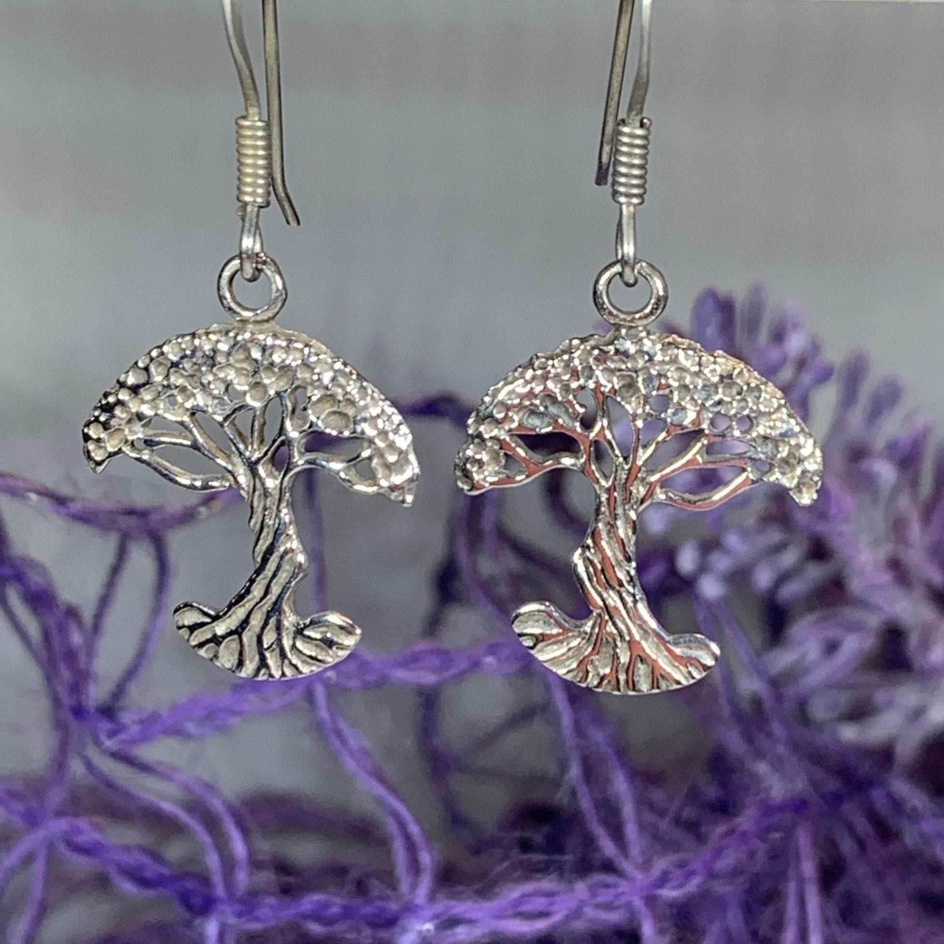 Sterling Silver Tree of Life Earrings - 