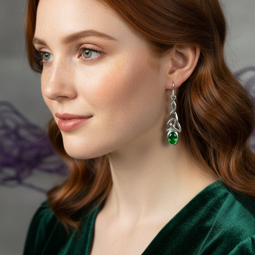 Celtic Trinity Knot Crystal Earrings