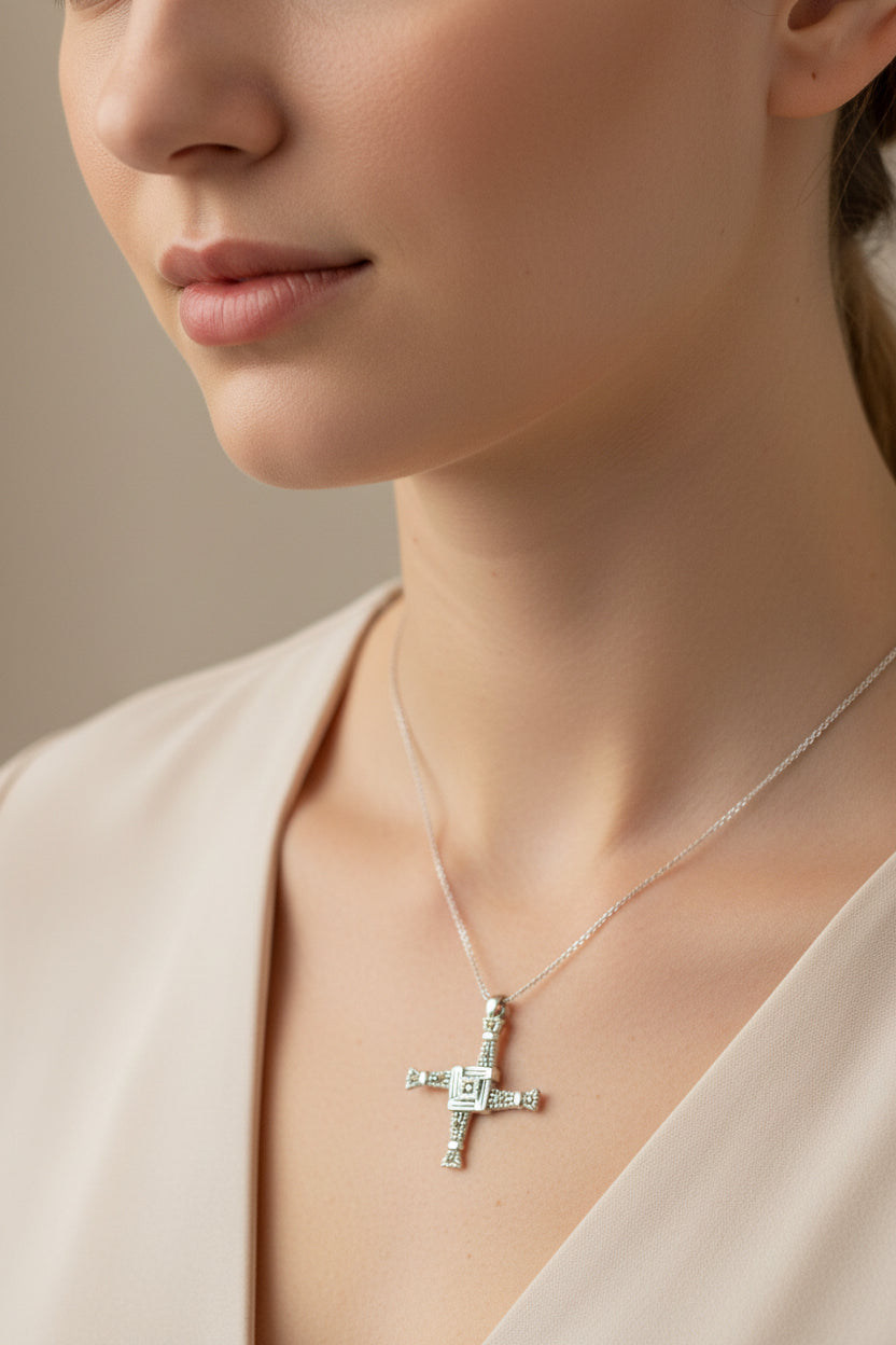 Marcasite Saint Brigid's Cross Necklace