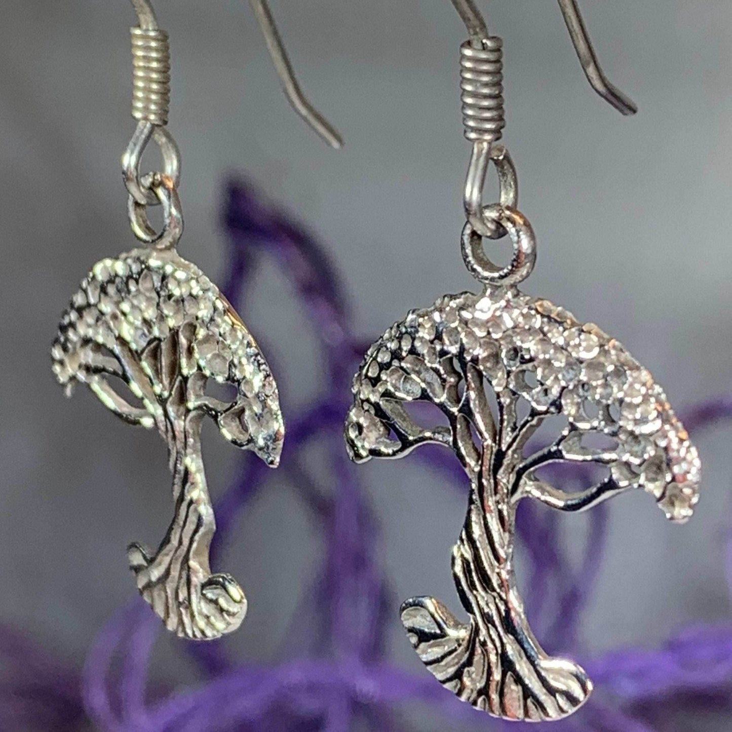 Sterling Silver Tree of Life Earrings - 