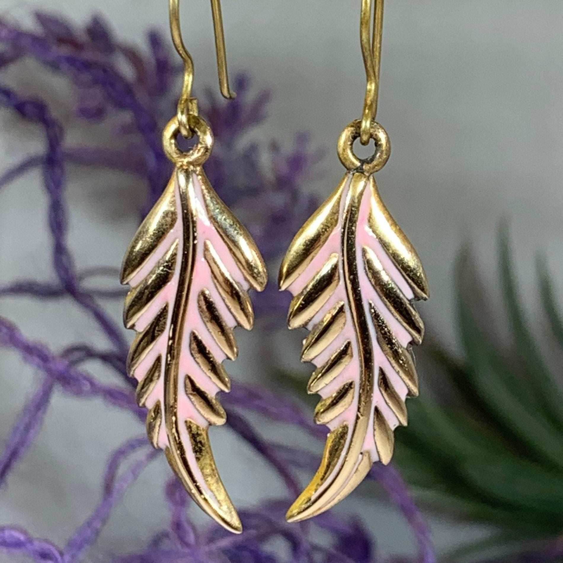 Bronze Feather Earrings - 