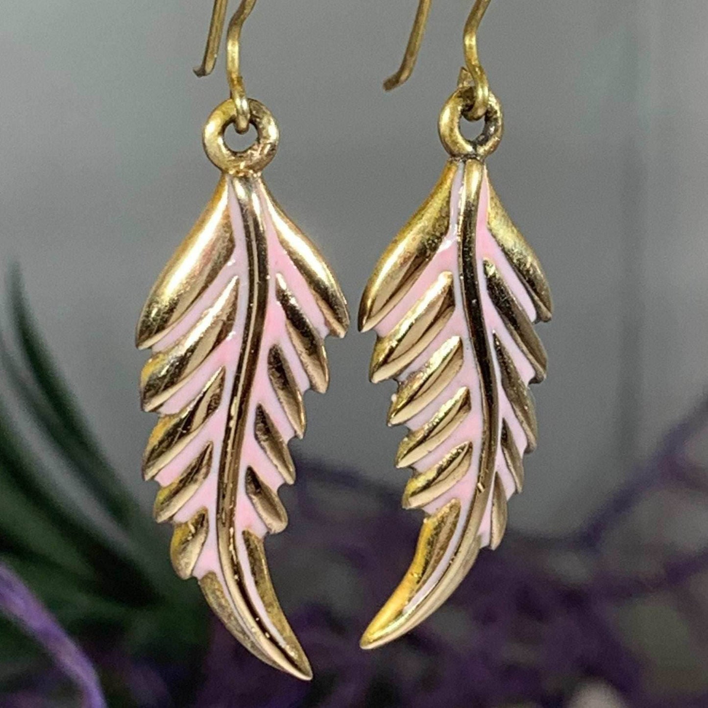 Bronze Feather Earrings - 