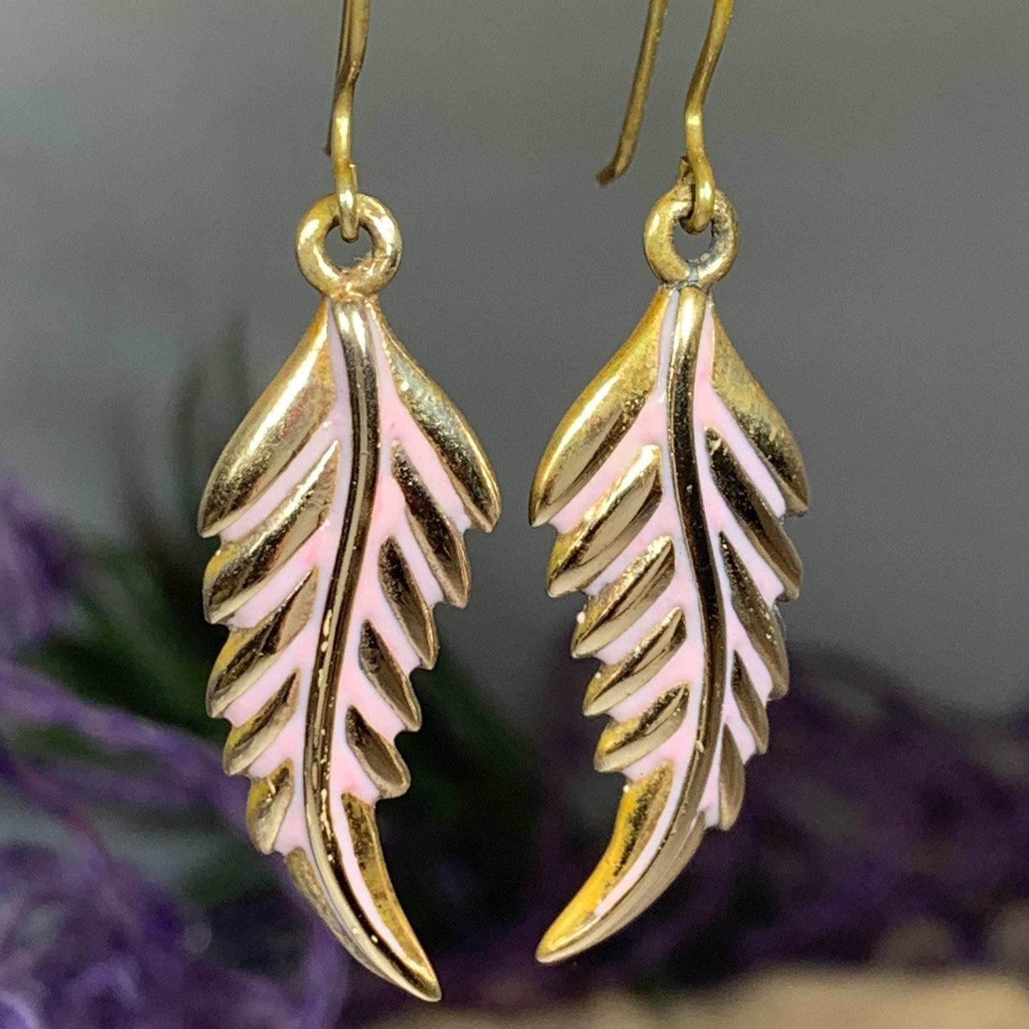 Bronze Feather Earrings - 