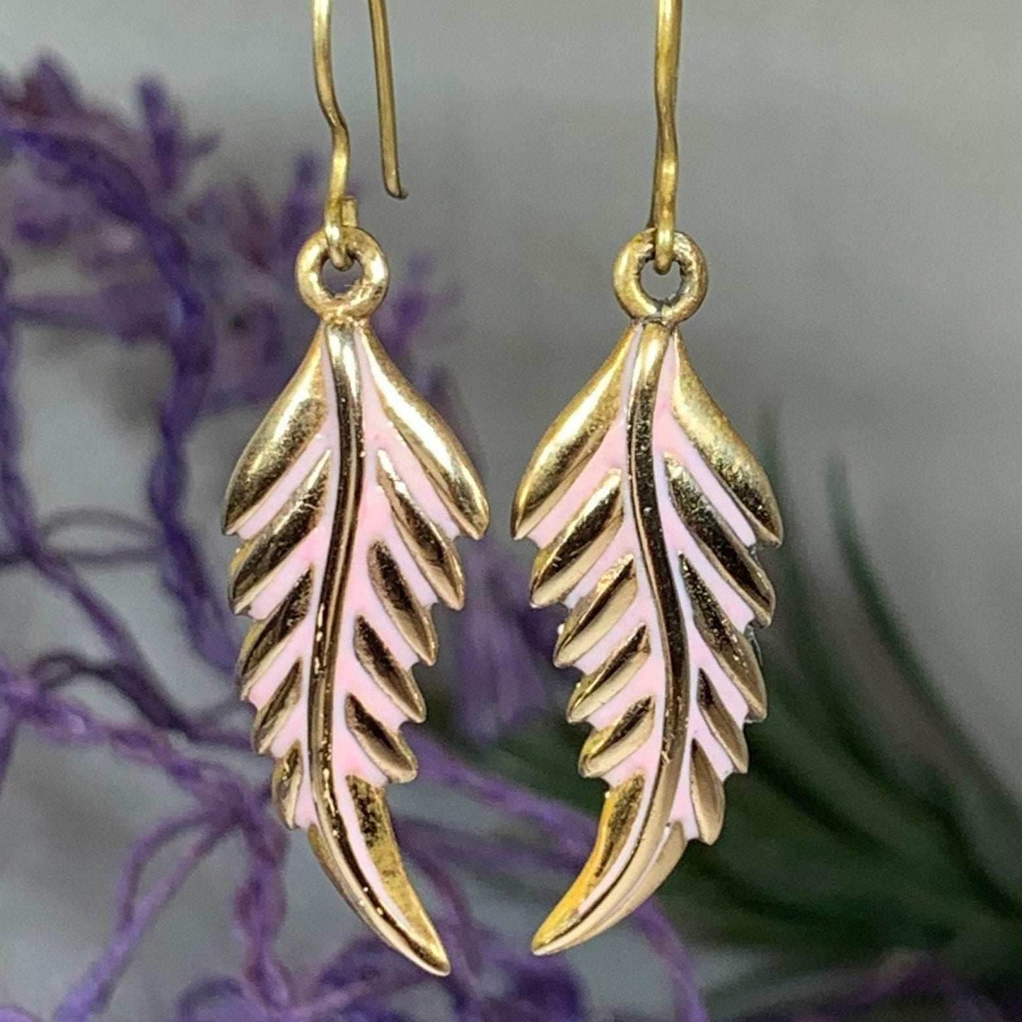 Bronze Feather Earrings - 
