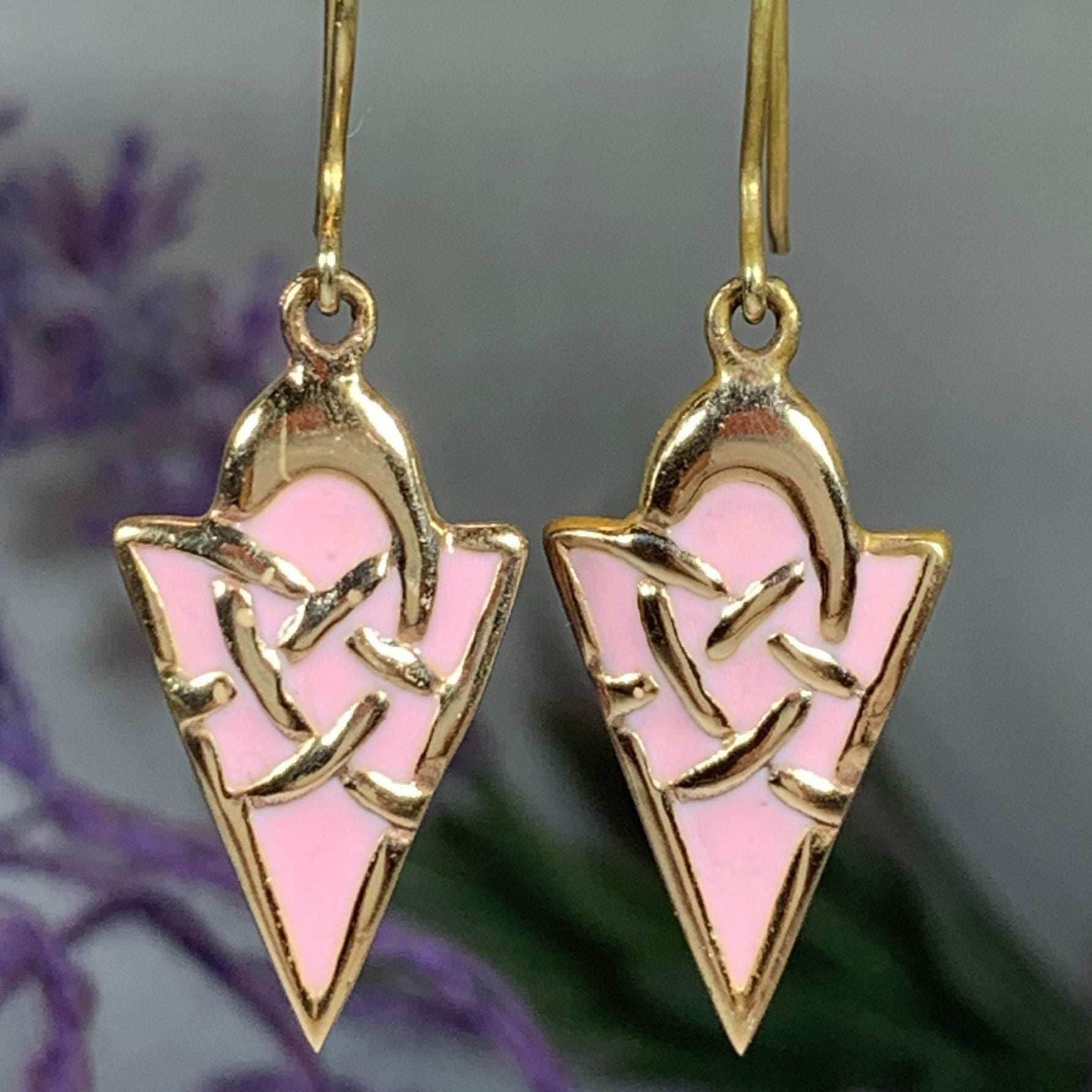 Pastel Celtic Earrings - Pink