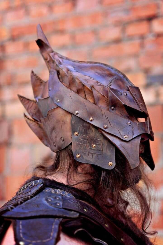 Viking battle helmet (Head Hunter) - XS / Brown (as on foto)
