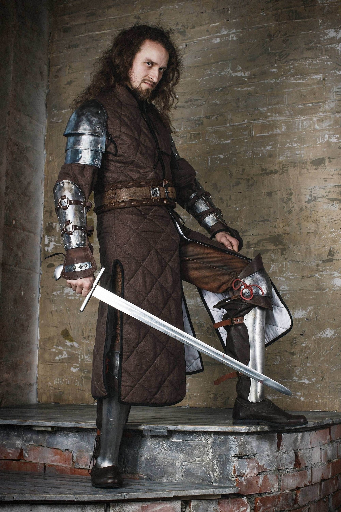 Knight steel greaves - S