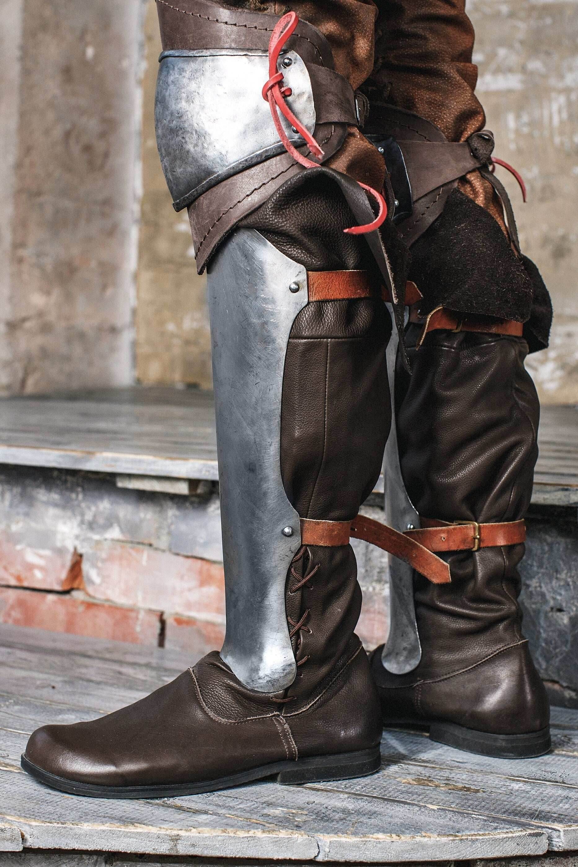 Knight steel greaves - S