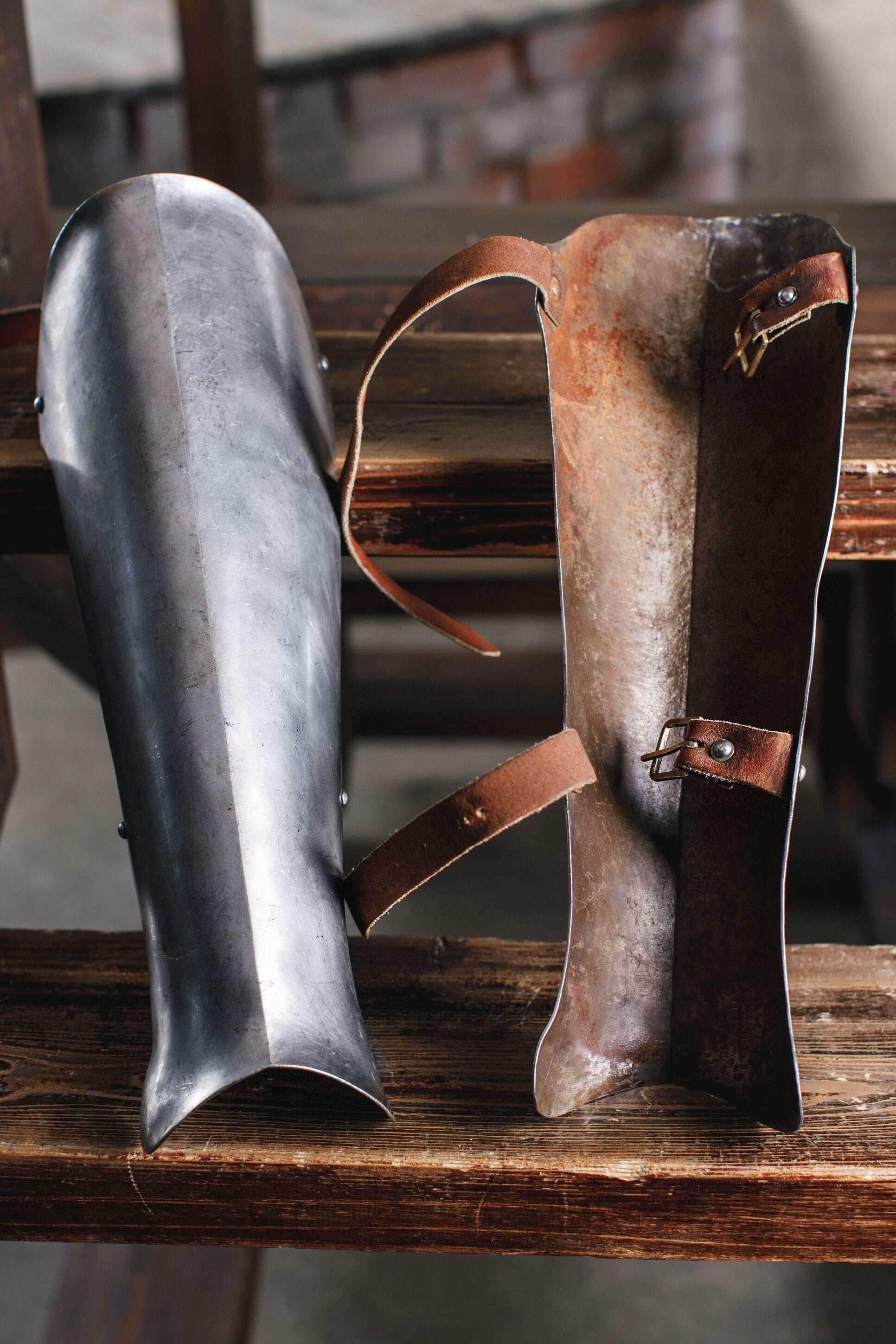 Knight steel greaves - S