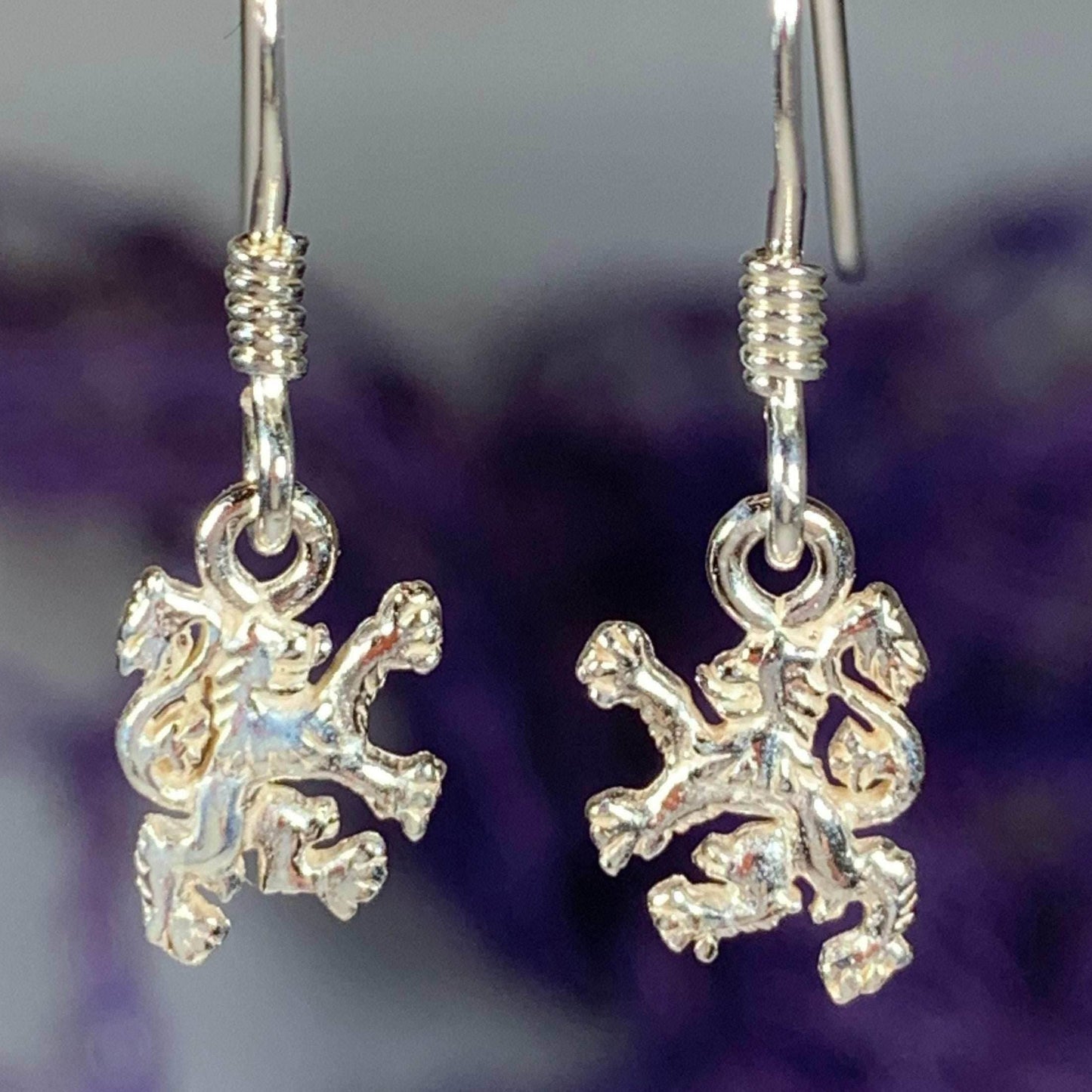 Petite Scotland Lion Earrings - sterling silver