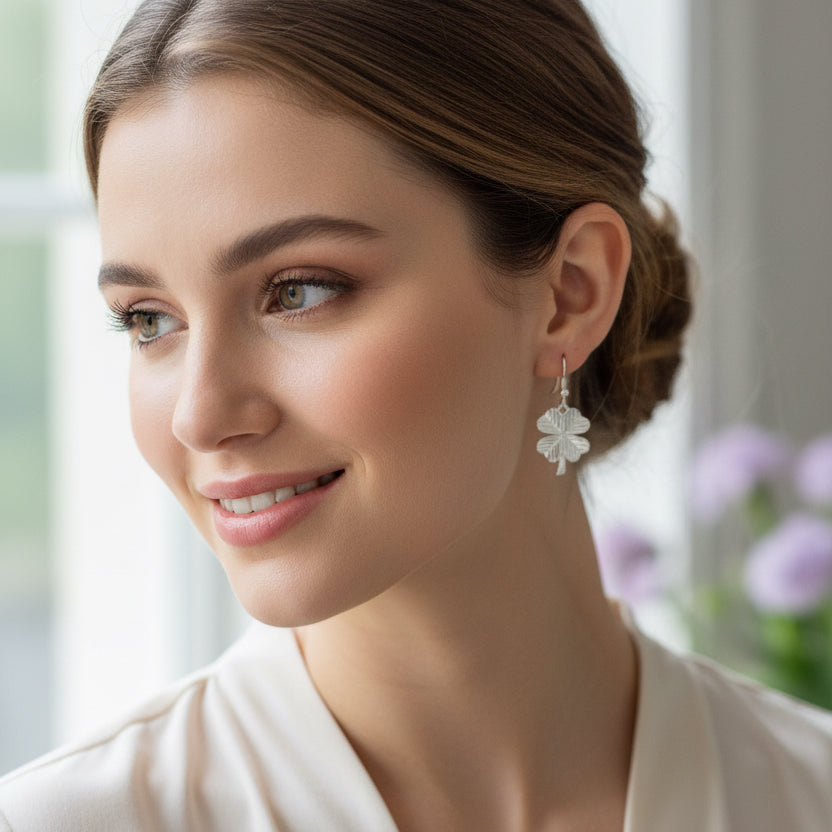 Wee Shamrock Silver Earrings