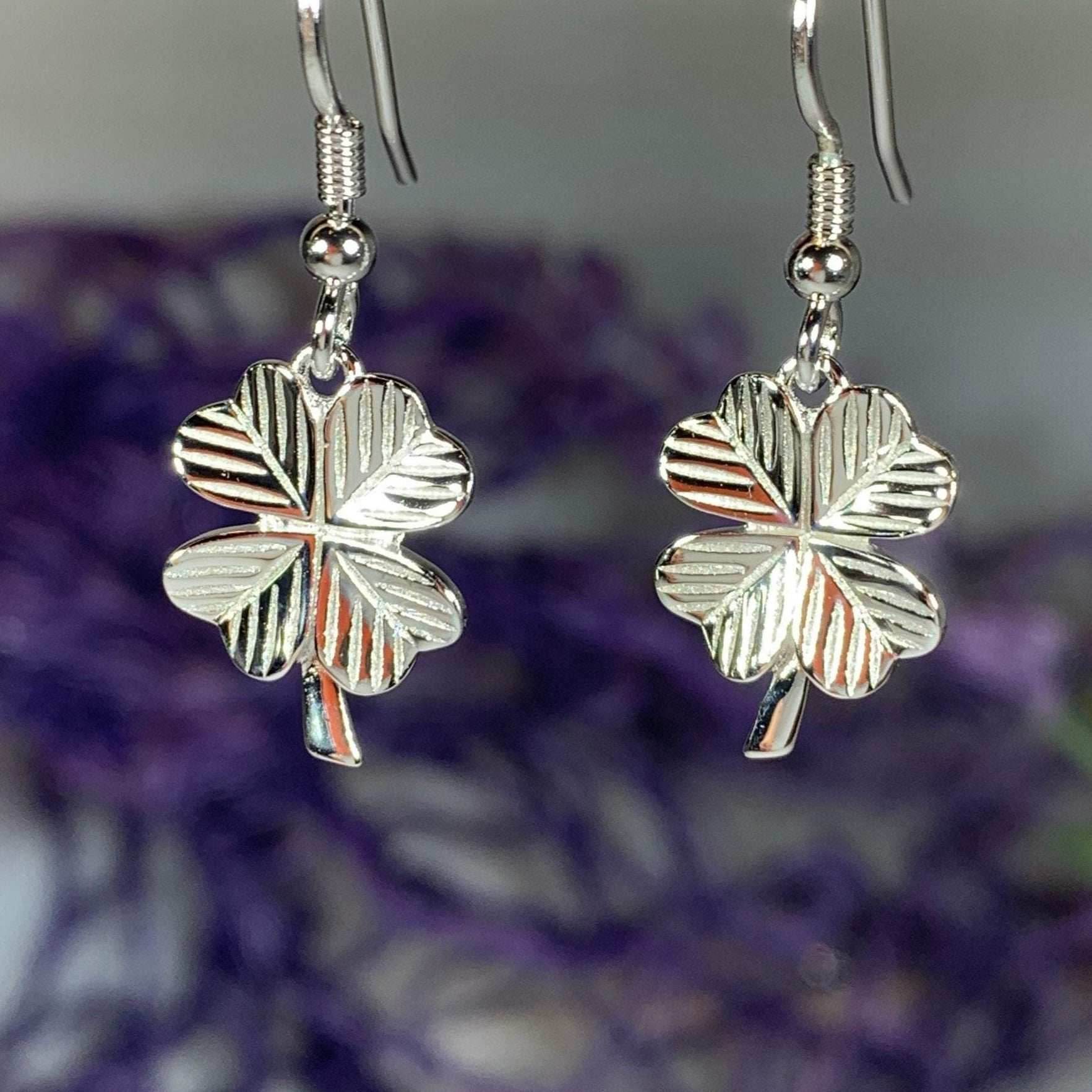 Wee Shamrock Silver Earrings - 