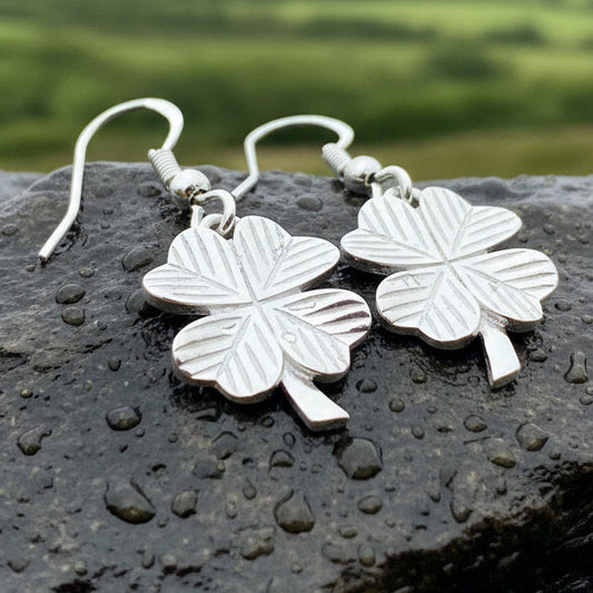 Wee Shamrock Silver Earrings