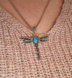 Opal Dragonfly Necklace - Blue Opal