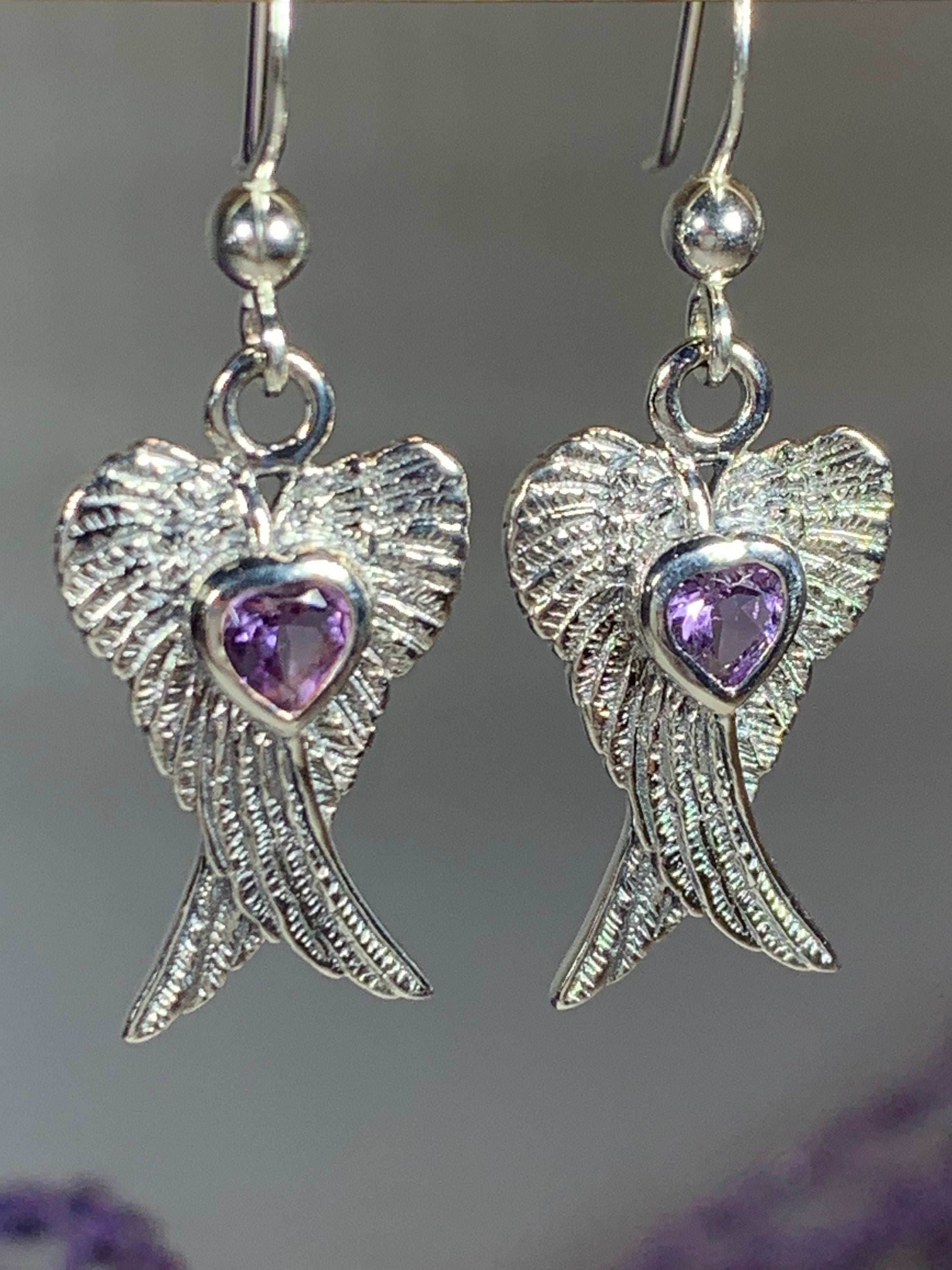 Angel Love Wings Earrings - Amethyst