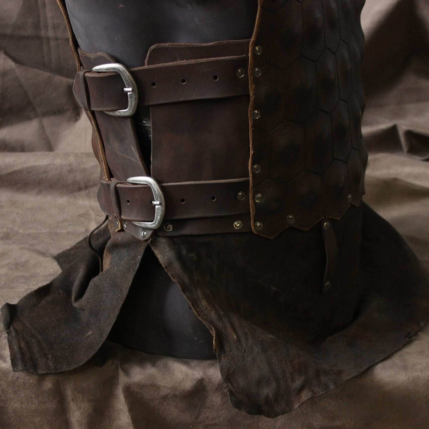Viking Larp leather armor with brass - XS / Full payment