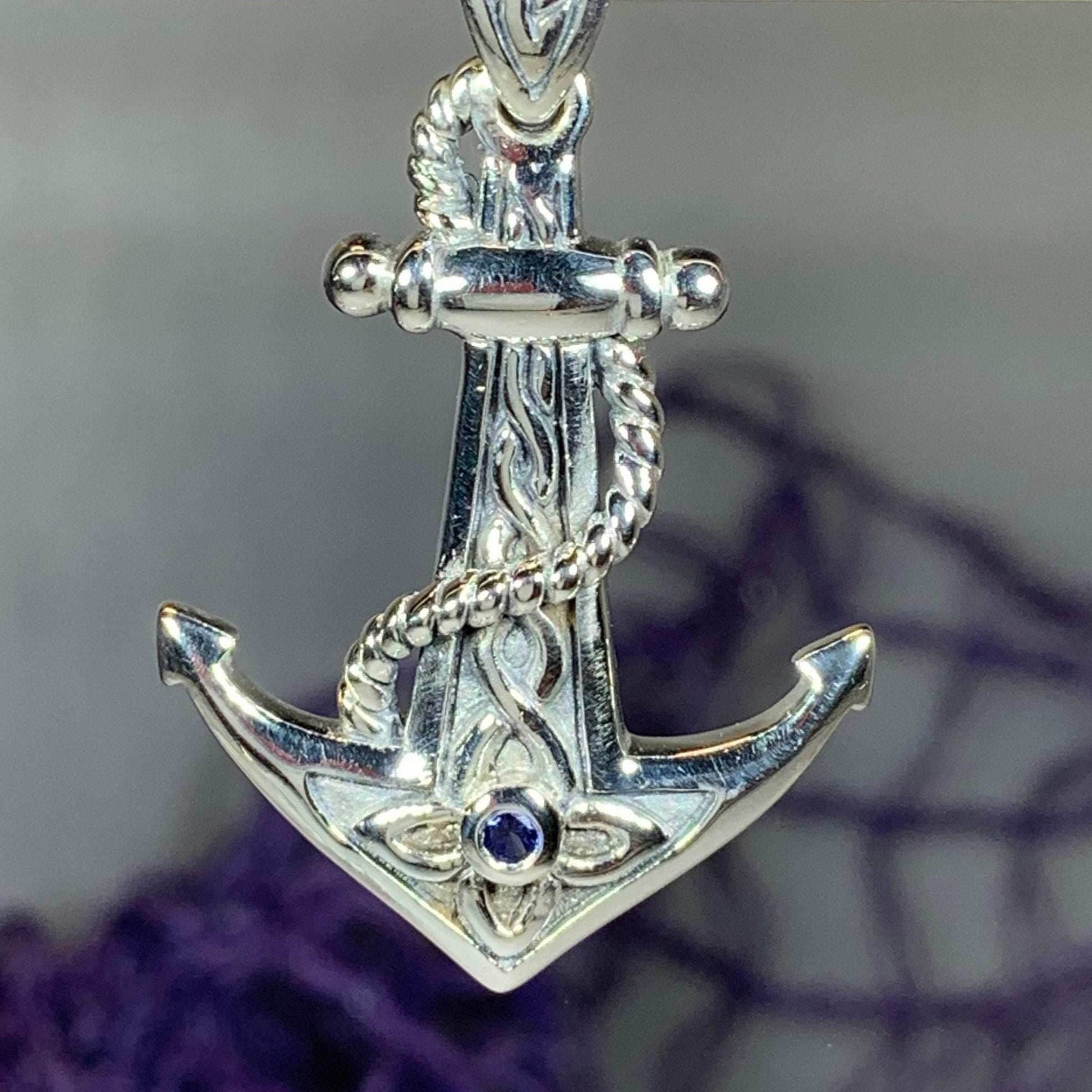 Sapphire Anchor Necklace - 18