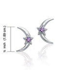 Moon & Stars Post Earrings - Amethyst