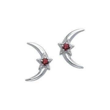 Moon & Stars Post Earrings - Amethyst