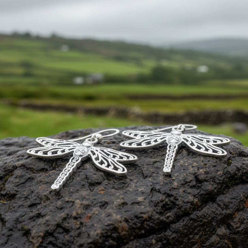 Triple Spiral Dragonfly Earrings