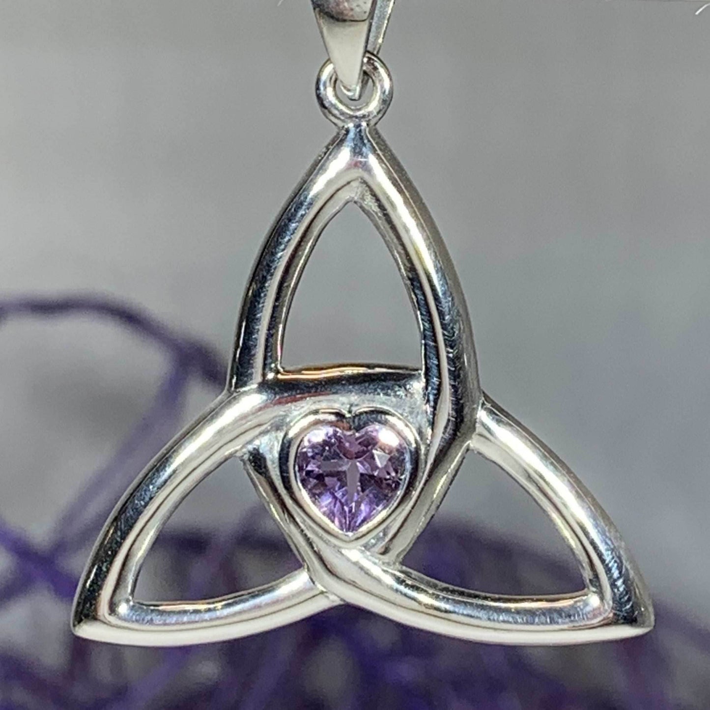 McKenna Trinity Knot Heart Necklace - Amethyst