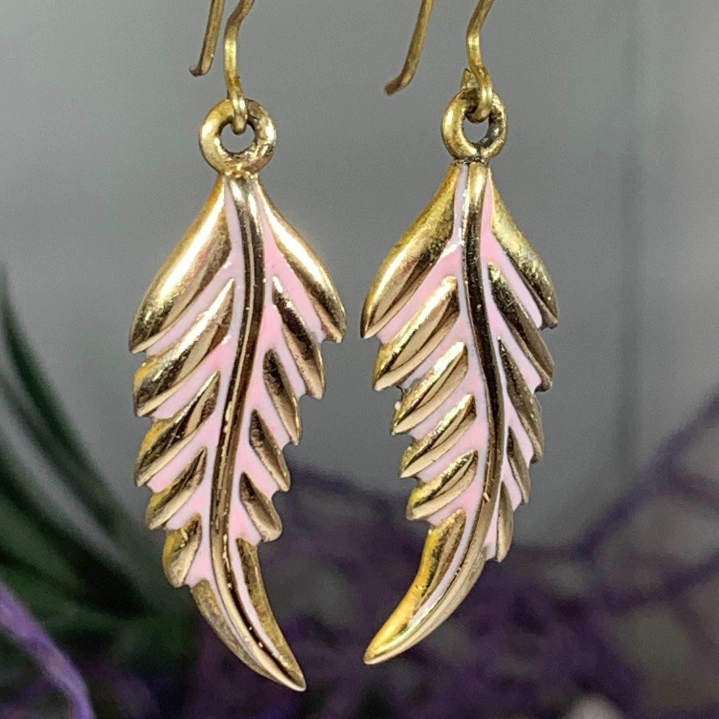 Bronze Feather Earrings - 