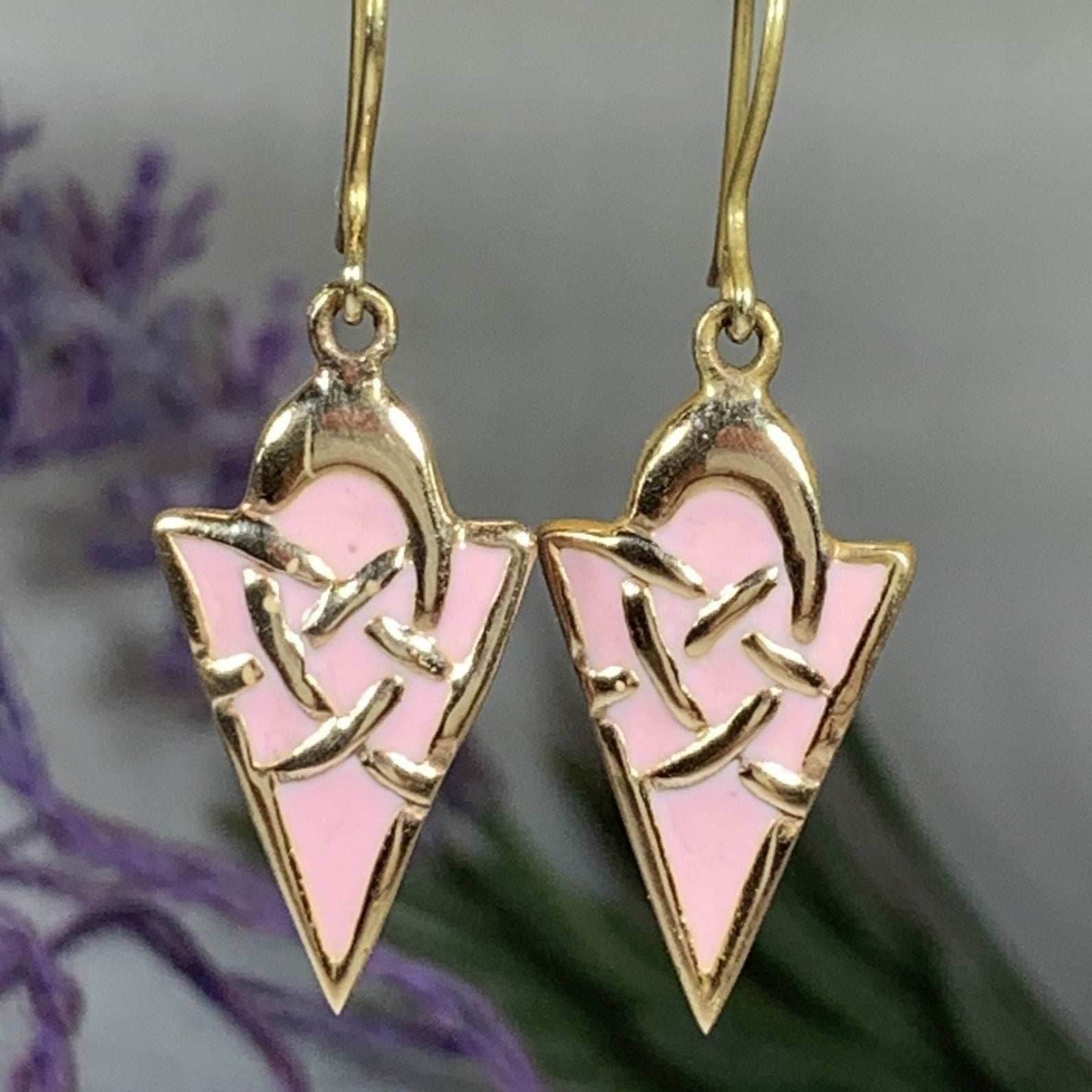 Pastel Celtic Earrings - Pink
