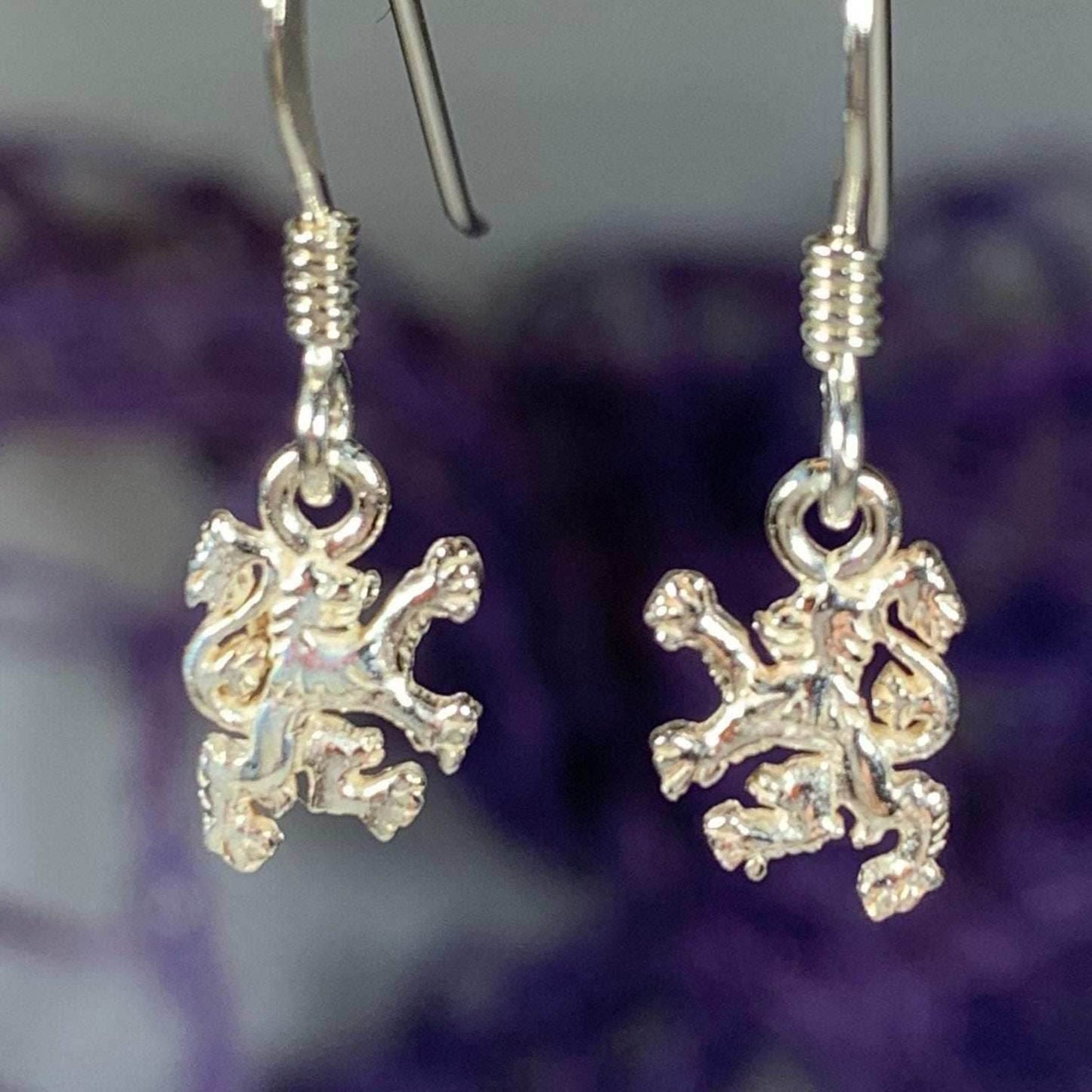 Petite Scotland Lion Earrings - sterling silver